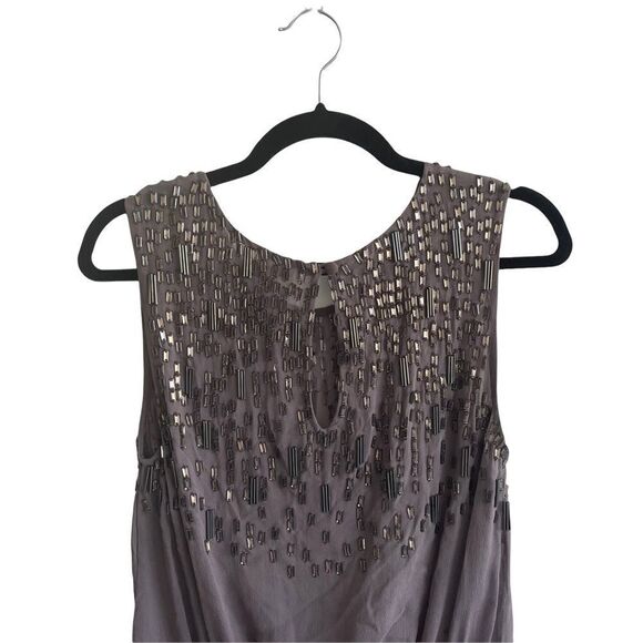 Joie Embellished Sleeveless Silk Blouse Eggplant S - Picture 4 of 5